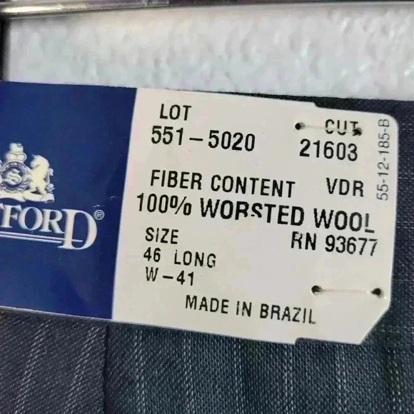 Stafford Pleated Blue Striped Dress Pants 100% Worsted Wool 40x32 - Picture 4 of 7